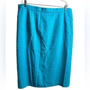 Vintage Jon Lawrence Women’s Teal Green Pencil Short 80s Lines Skirt - Size 22W